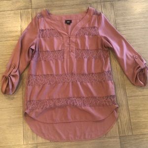 Mossimo Mauve lace shirt top blouse sz XL silky